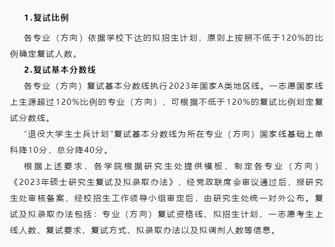 山东建筑大学2023年硕士研究生复试录取工作方案